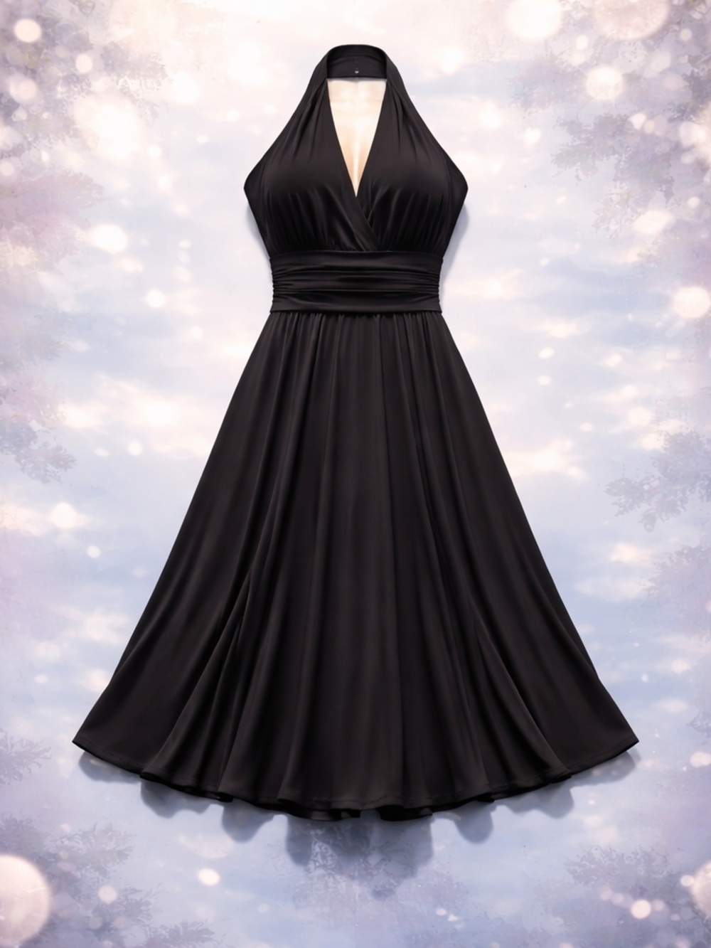 Evan Picone Black Halter A-Line Dress